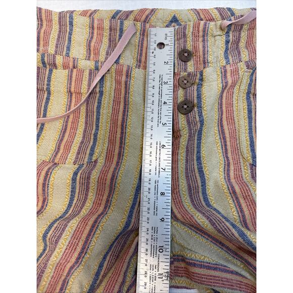 Sundance Rainbow Stripe Woven Shorts Boho Button Front Tie Waist Patch Pockets 8 - Picture 8 of 14